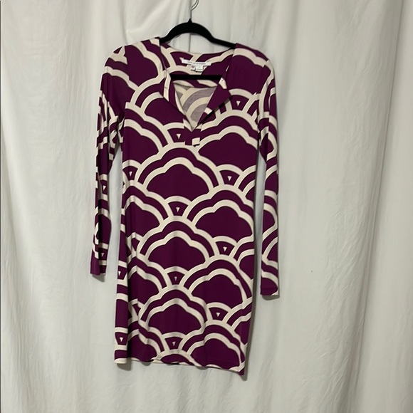 Diane Von Furstenberg Purple and Cream Dress - Picture 1 of 8